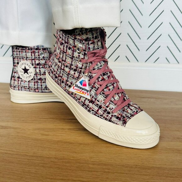 ⭐Converse Chuck 70 Hi Sz 8.5 Womens Shoes Sneakers Premium Tweed Shimmer A12738C - Picture 3 of 12